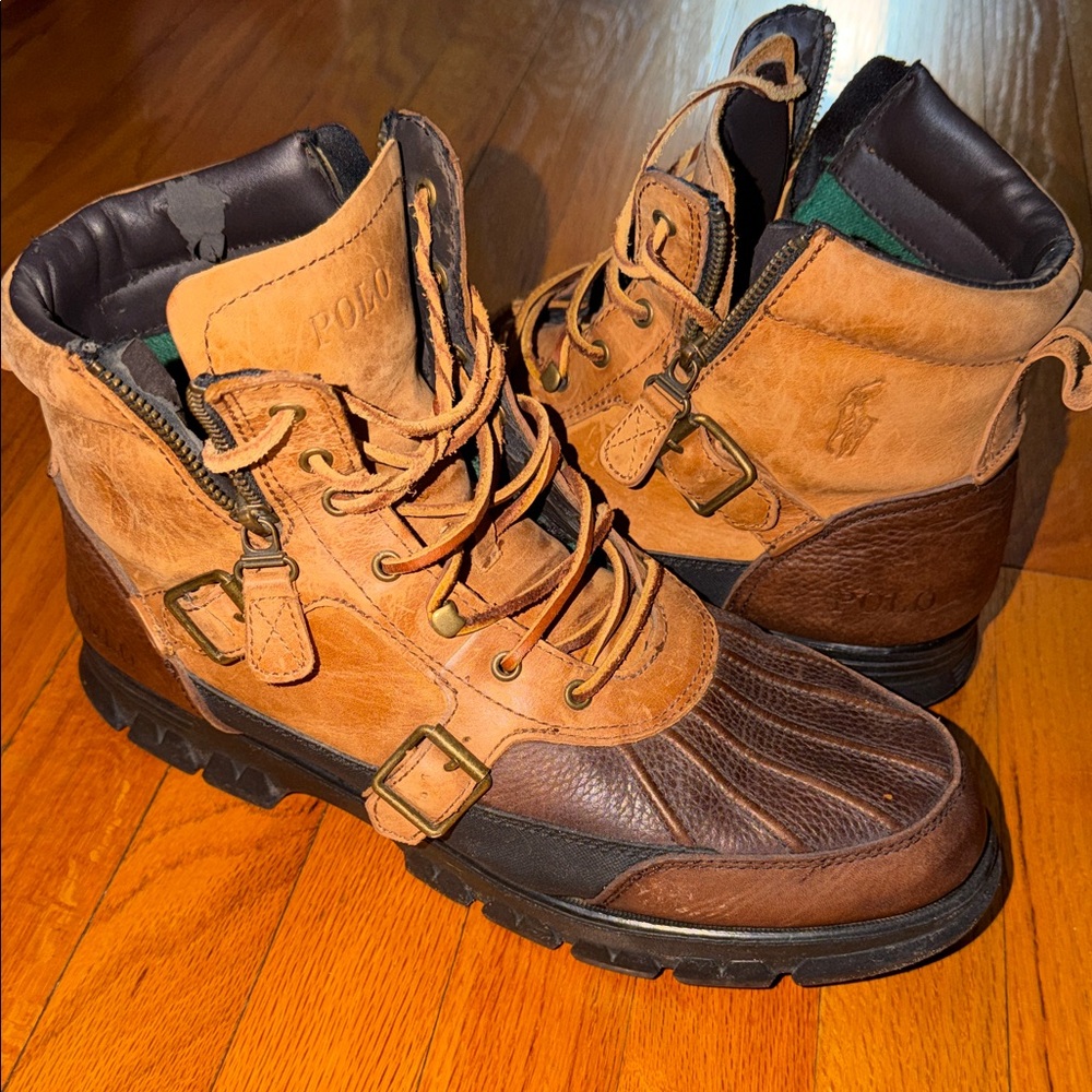 Polo by Ralph Lauren Men's Tan and Brown Leather Boots